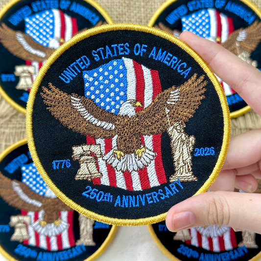 USA 250th Anniversary Patch – American Eagle & Liberty Design Full Embroidered 1776–2026 Emblem
