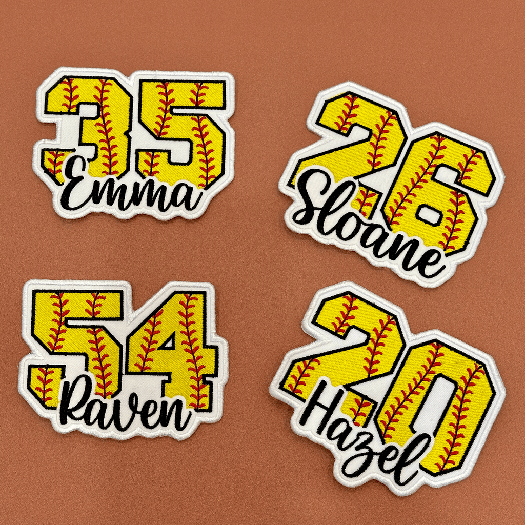 Softball Number Patch with Custom Name – Personalized Embroidered Sports Patch