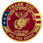 Marine Corps USMC Patch, 250 Years of Honor & Valor USA Embroidered Patch (1775–2025)