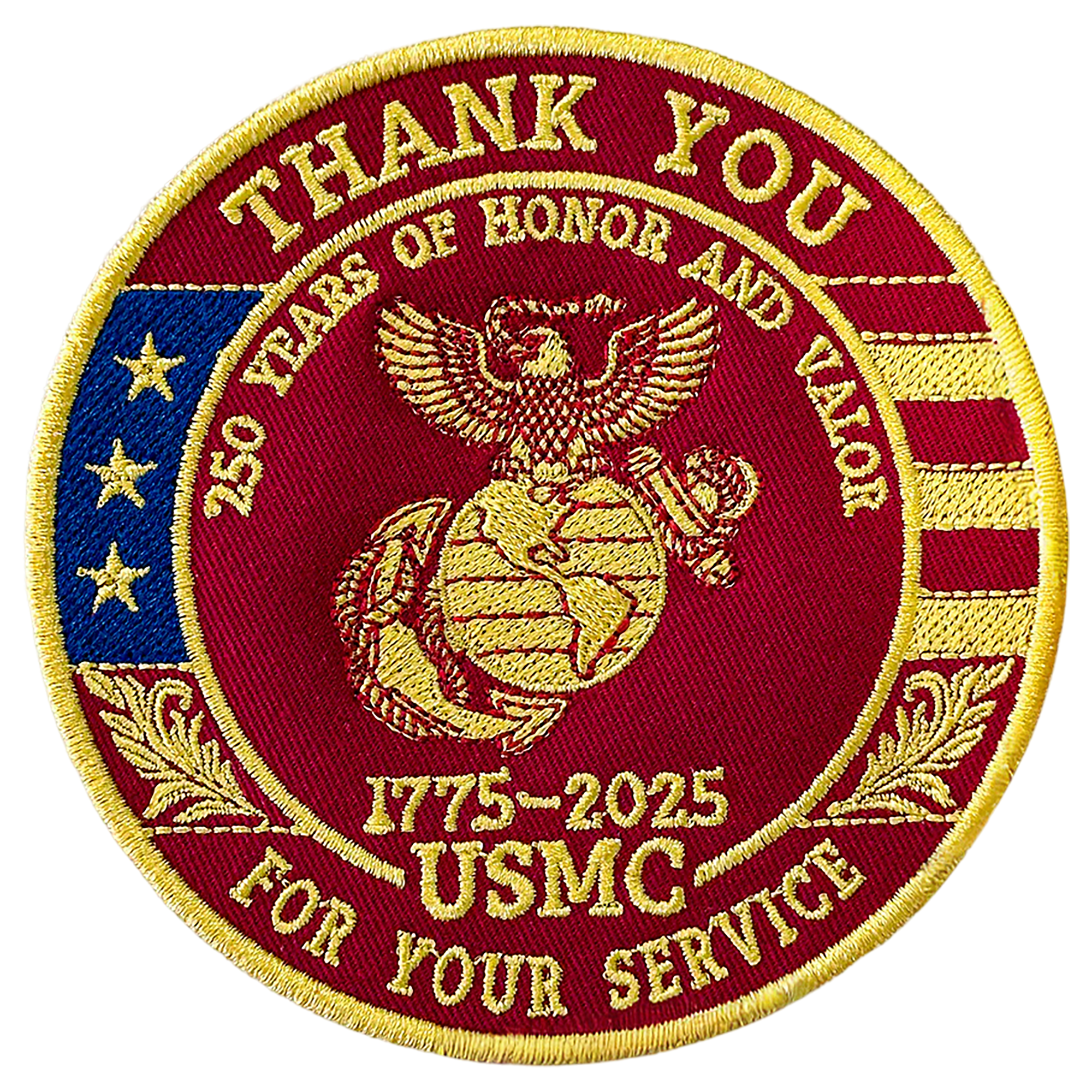 Marine Corps USMC Patch, 250 Years of Honor & Valor USA Embroidered Patch (1775–2025)