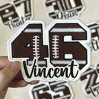 Custom Football Number Patch – Personalized Name Embroidered Team Design
