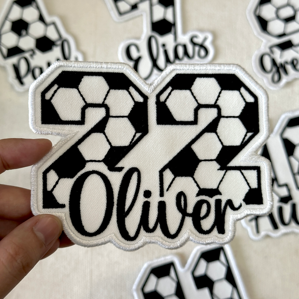 Custom Name & Number Soccer Patch – Personalized Embroidered Sports Patch