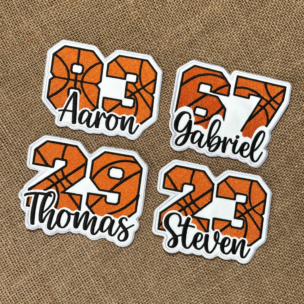 Basketball Number Patch with Custom Name – Personalized Embroidered Player Patch