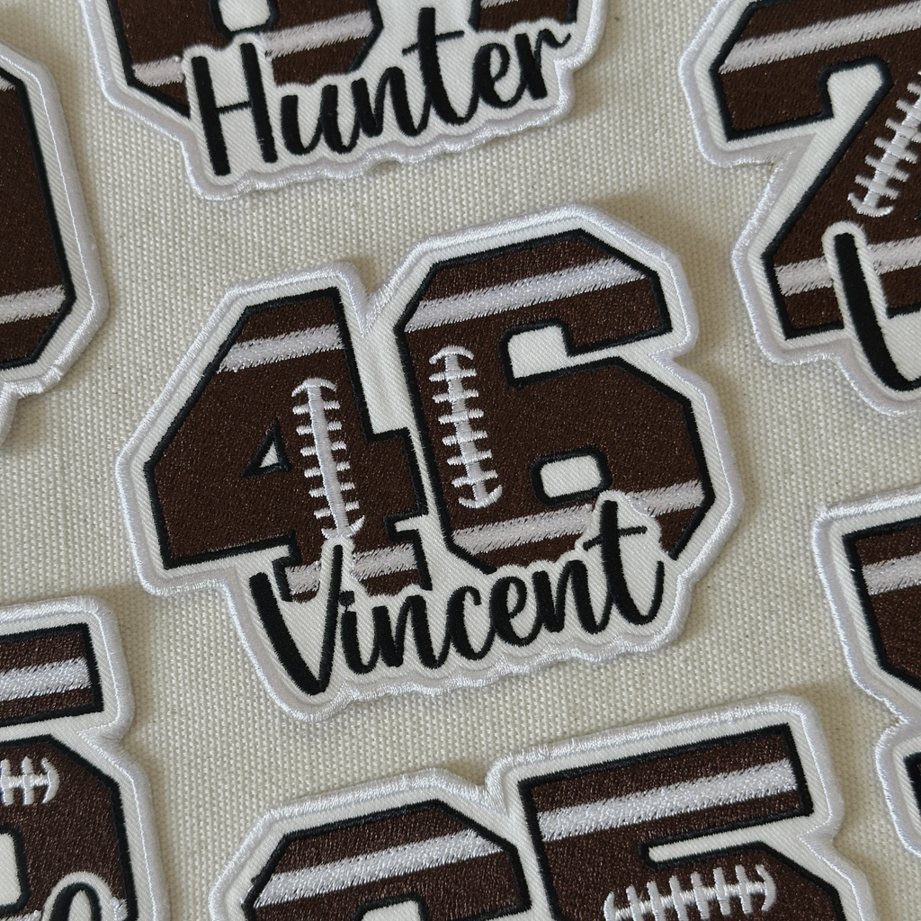Custom Football Number Patch – Personalized Name Embroidered Team Design