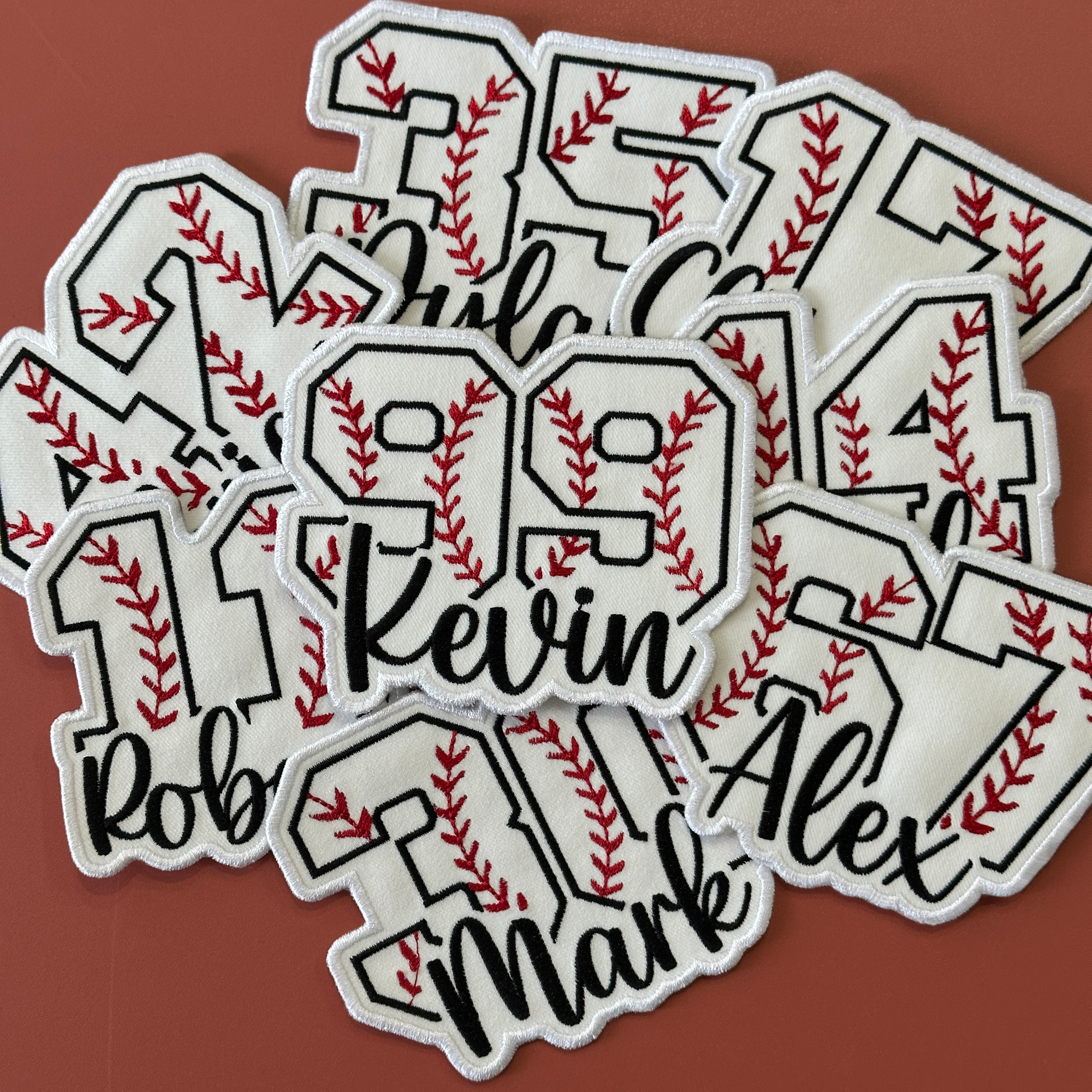 Baseball Number Patch with Custom Name – Personalized Embroidered Sports Patch