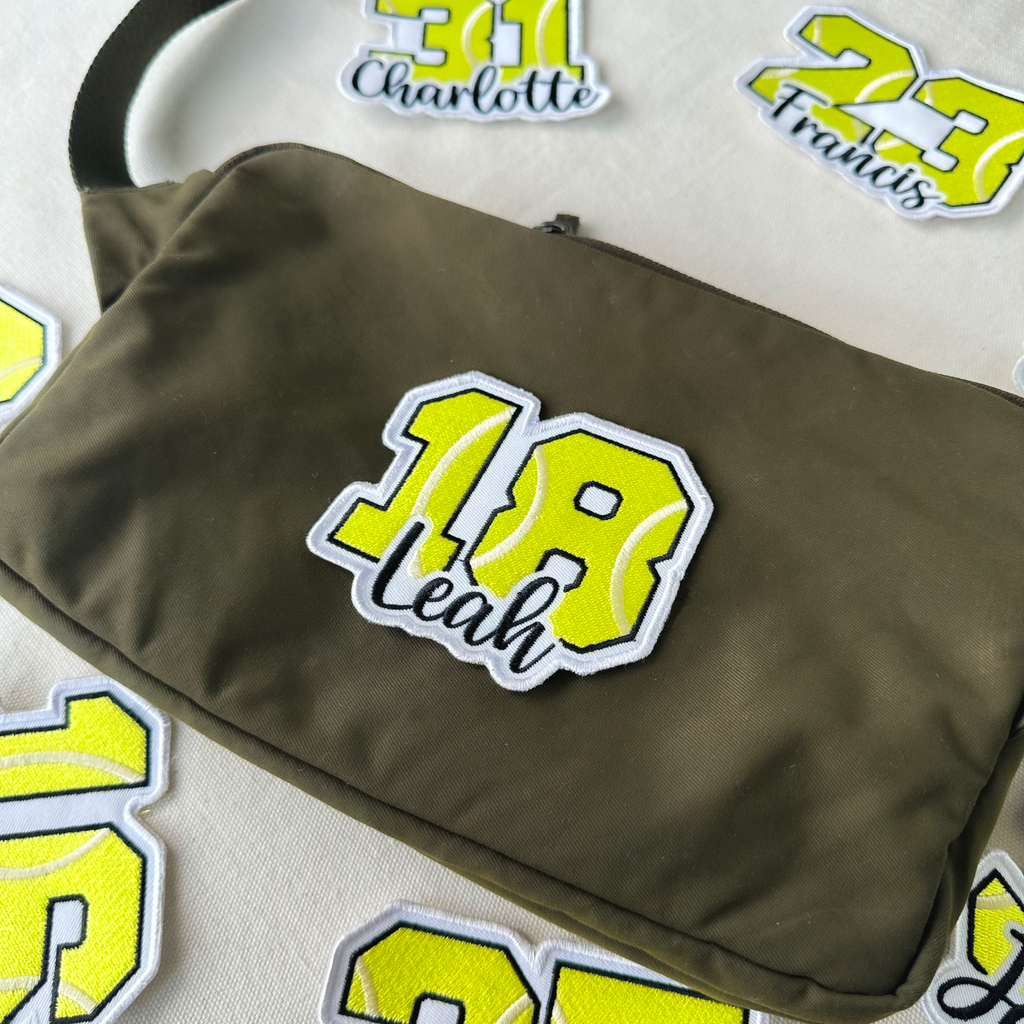 Tennis Number Patch with Custom Name – Personalized Embroidered Sports Patch