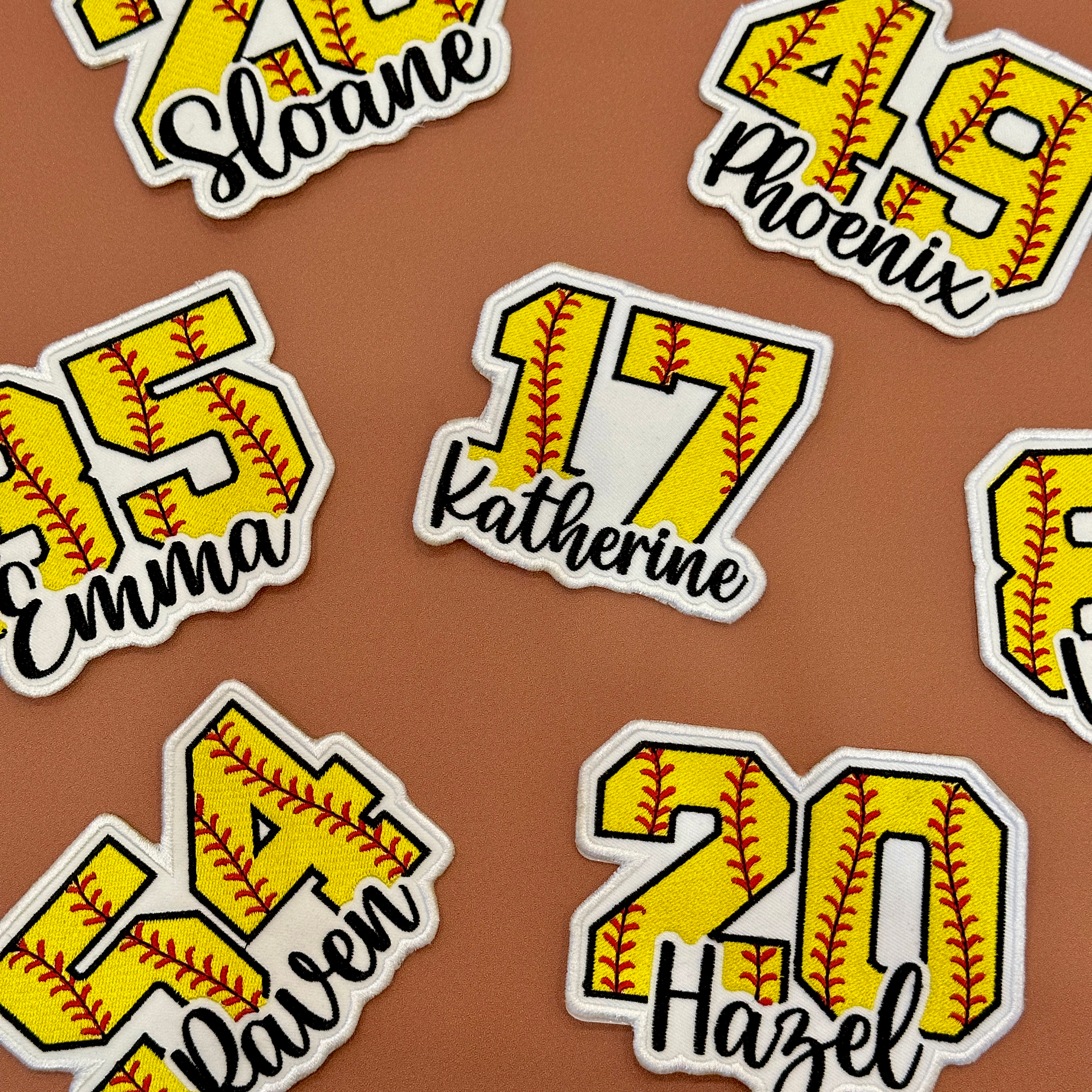 Softball Number Patch with Custom Name – Personalized Embroidered Sports Patch