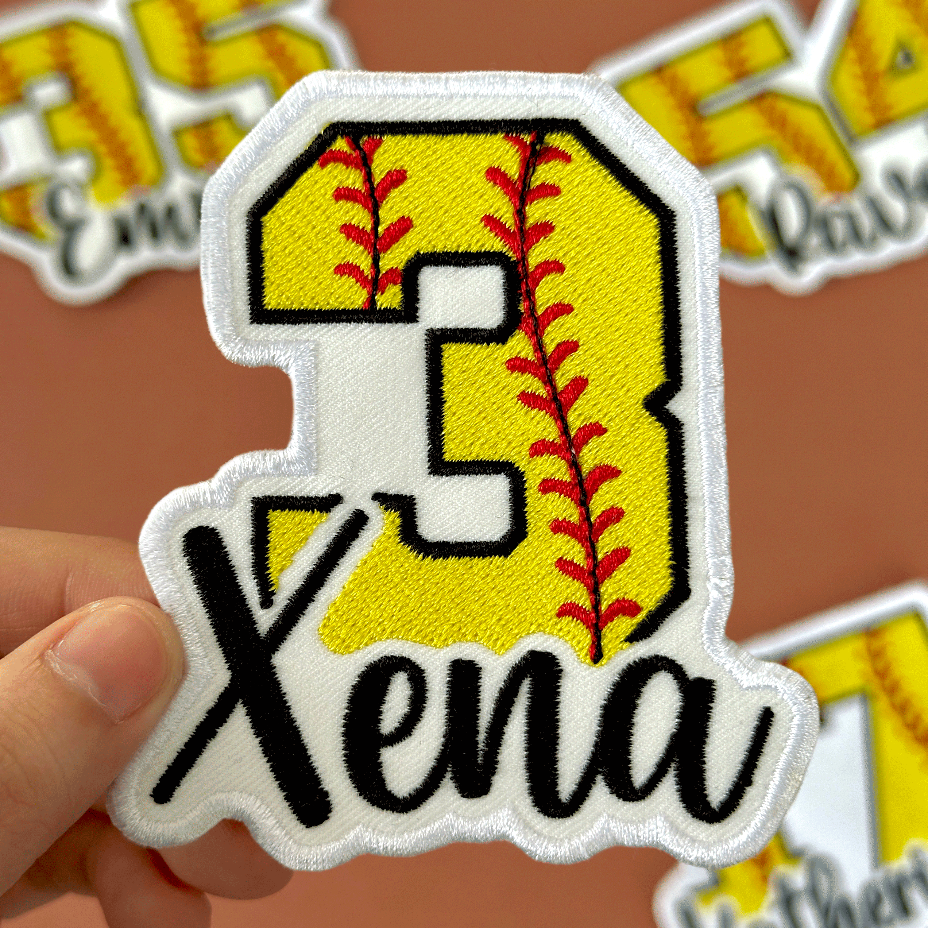Softball Number Patch with Custom Name – Personalized Embroidered Sports Patch