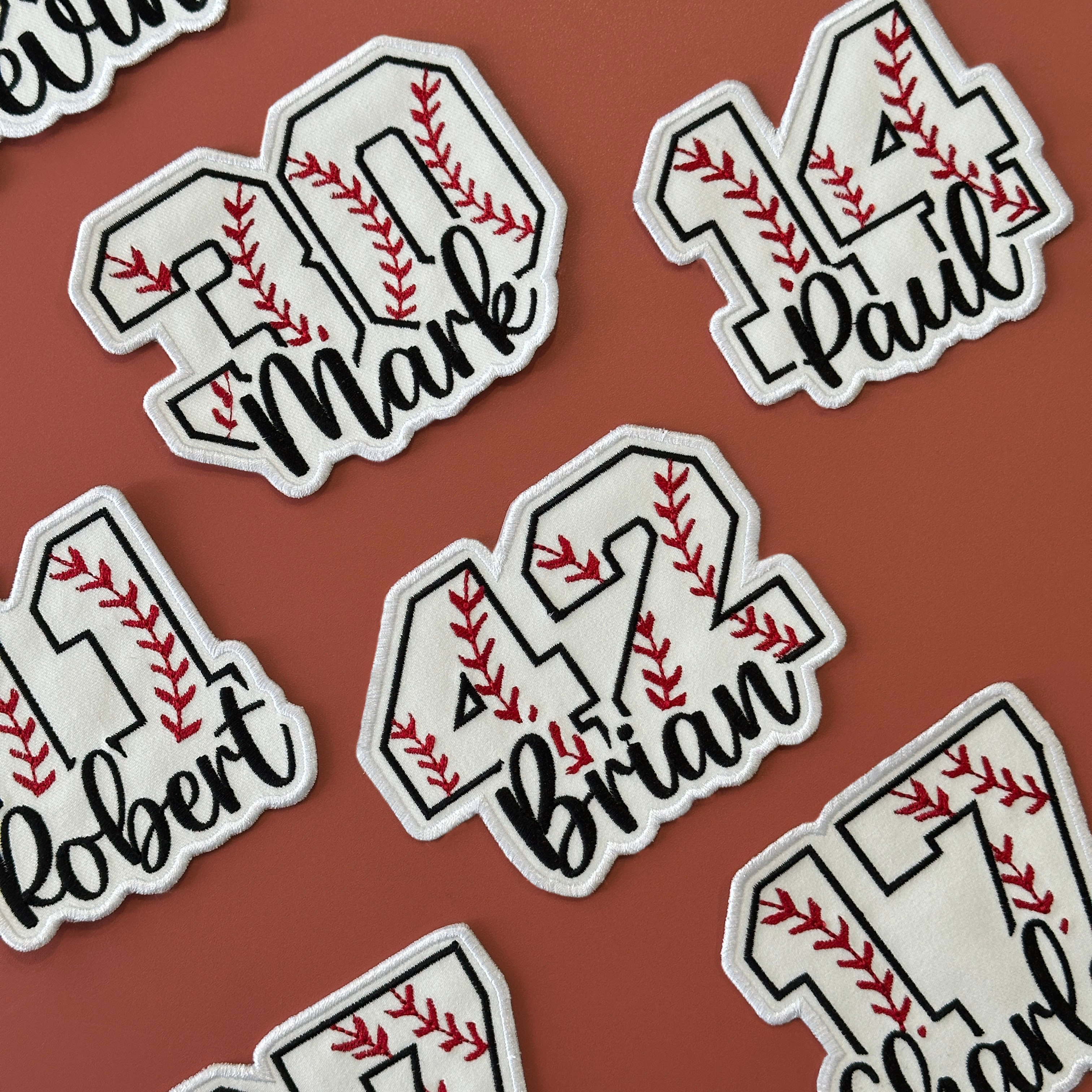 Baseball Number Patch with Custom Name – Personalized Embroidered Sports Patch