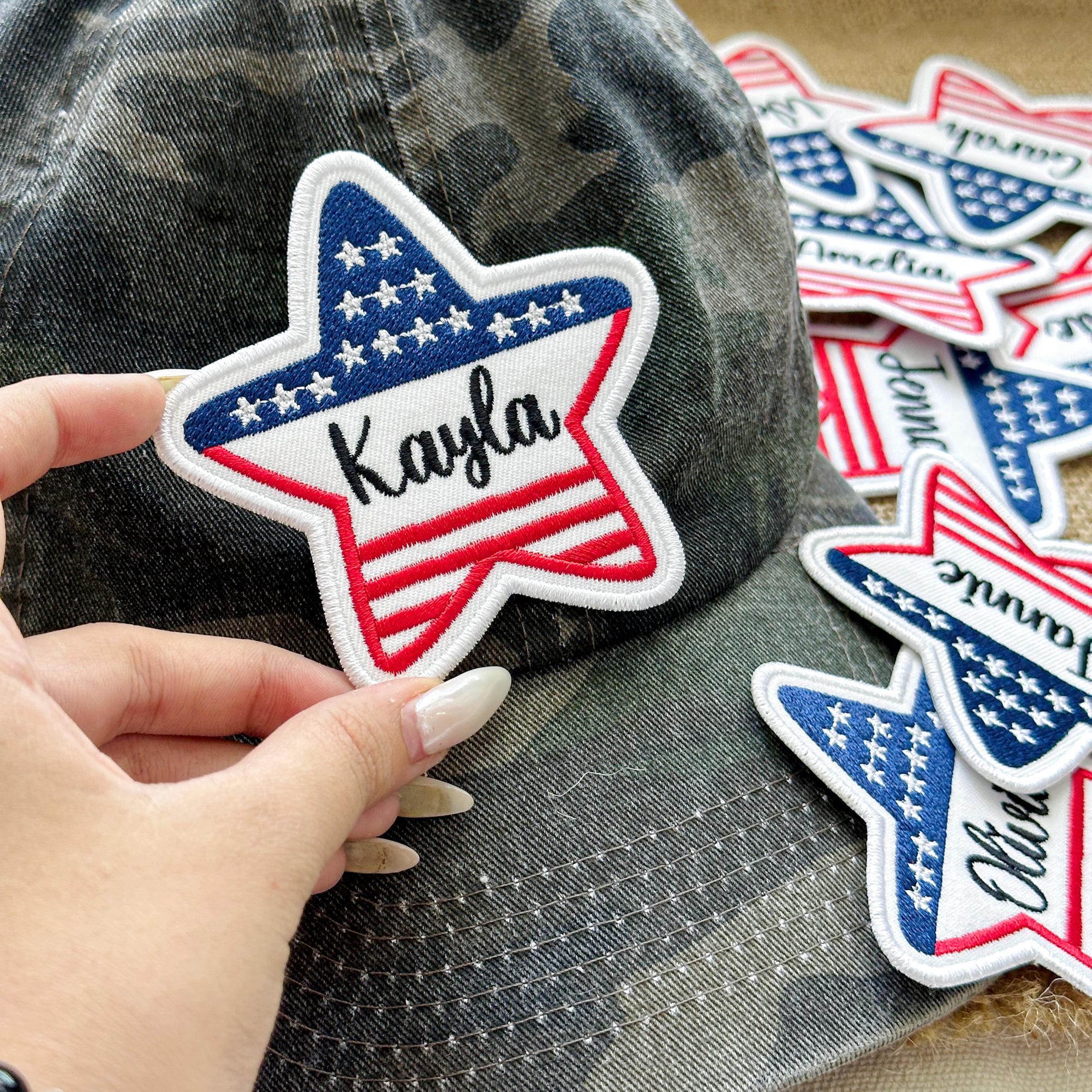 Personalized Embroidered American Flag Star Patch