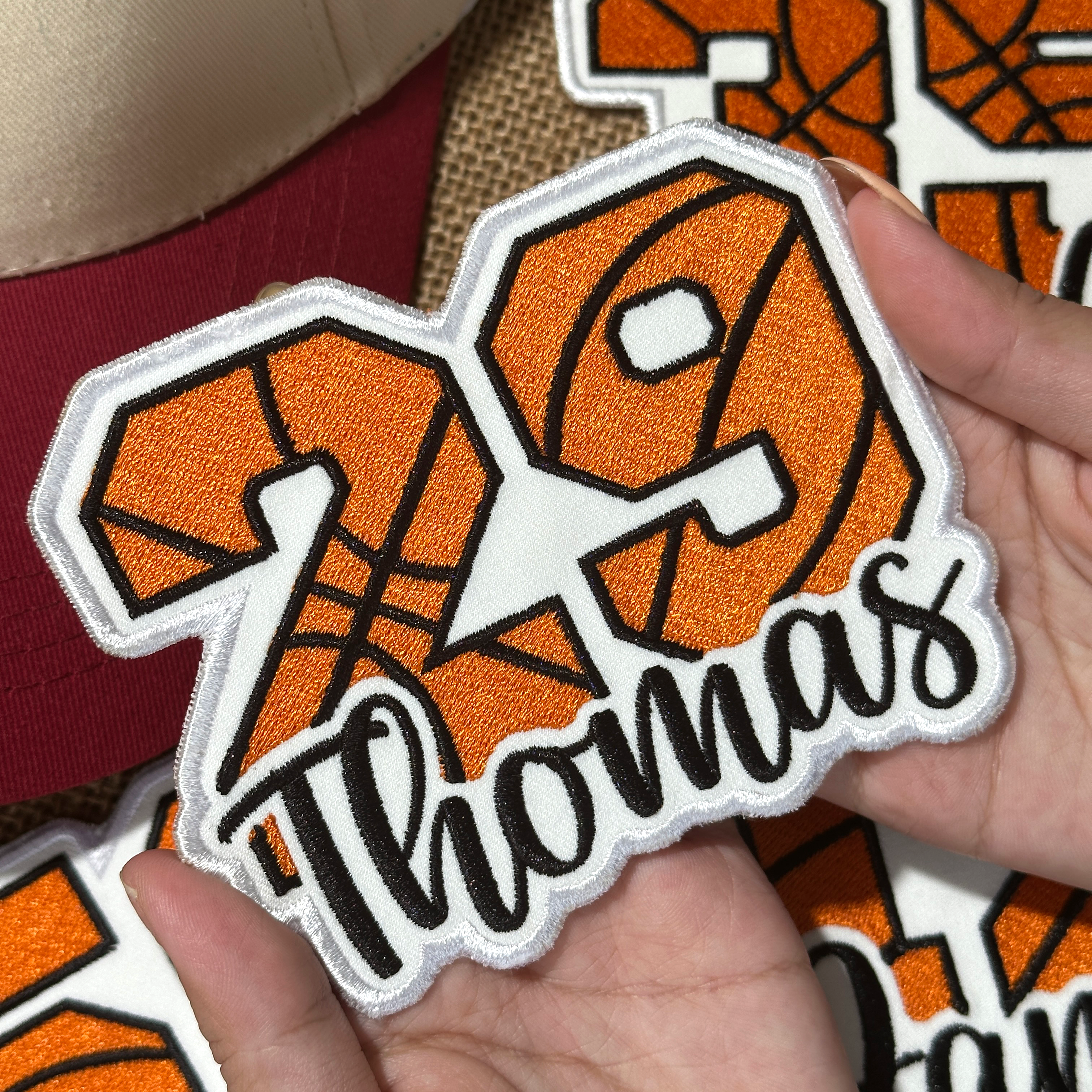 Basketball Number Patch with Custom Name – Personalized Embroidered Player Patch