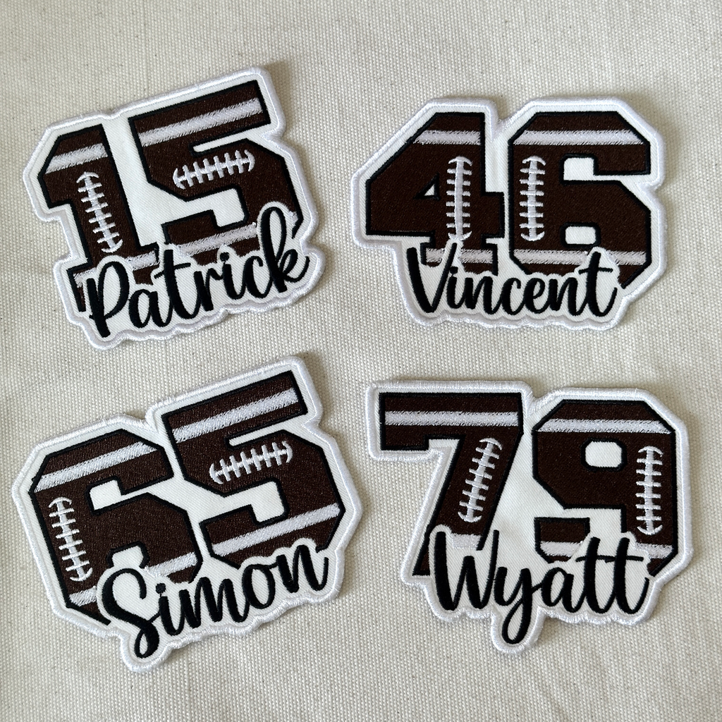Custom Football Number Patch – Personalized Name Embroidered Team Design