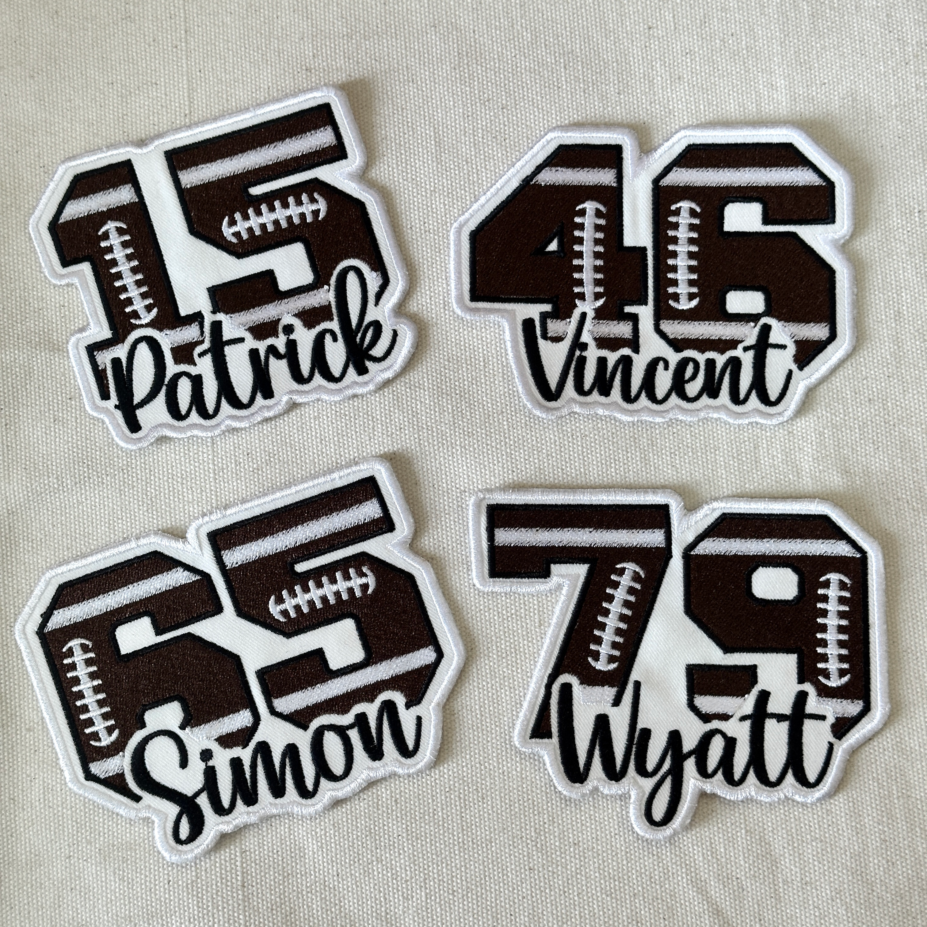 Custom Football Number Patch – Personalized Name Embroidered Team Design