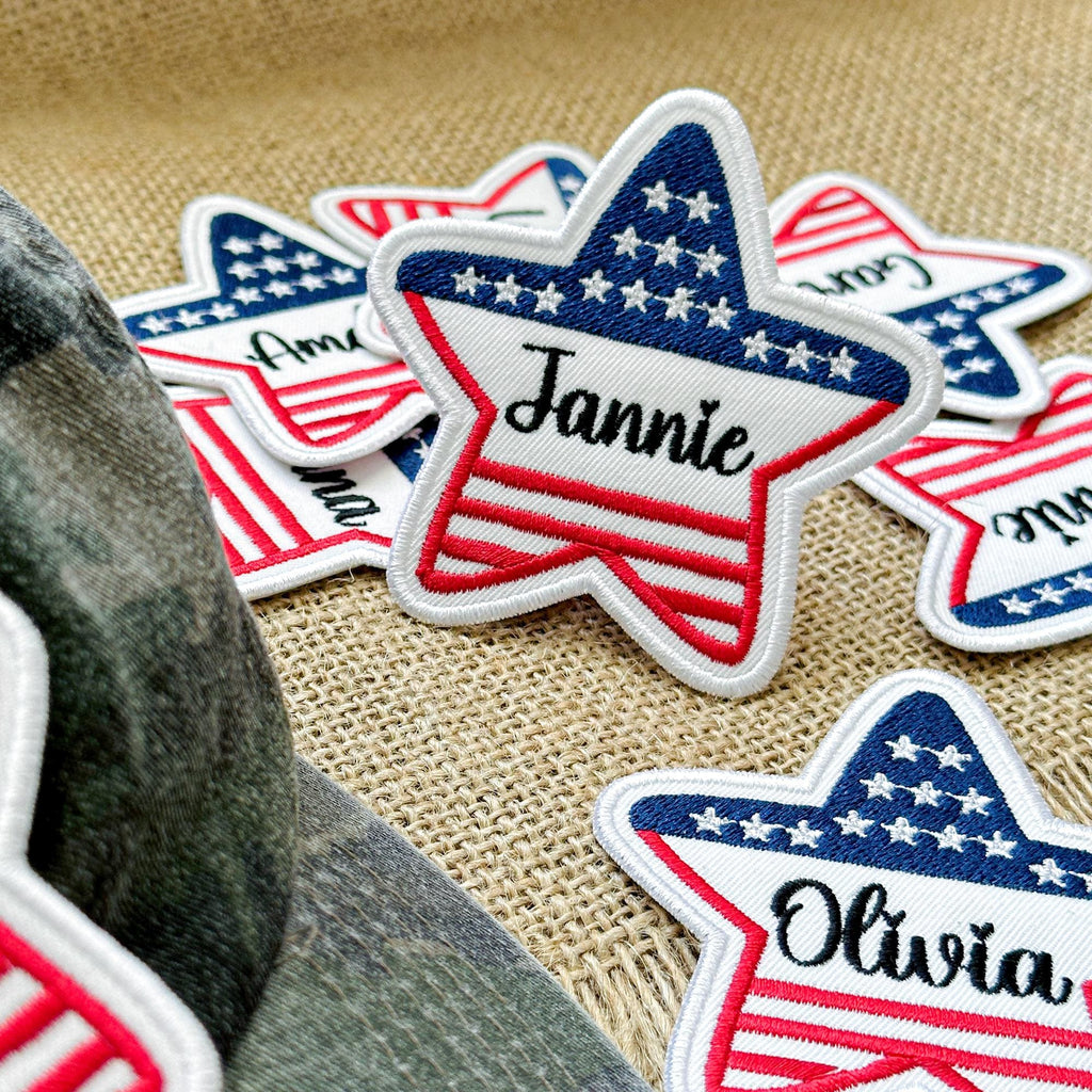 Personalized Embroidered American Flag Star Patch