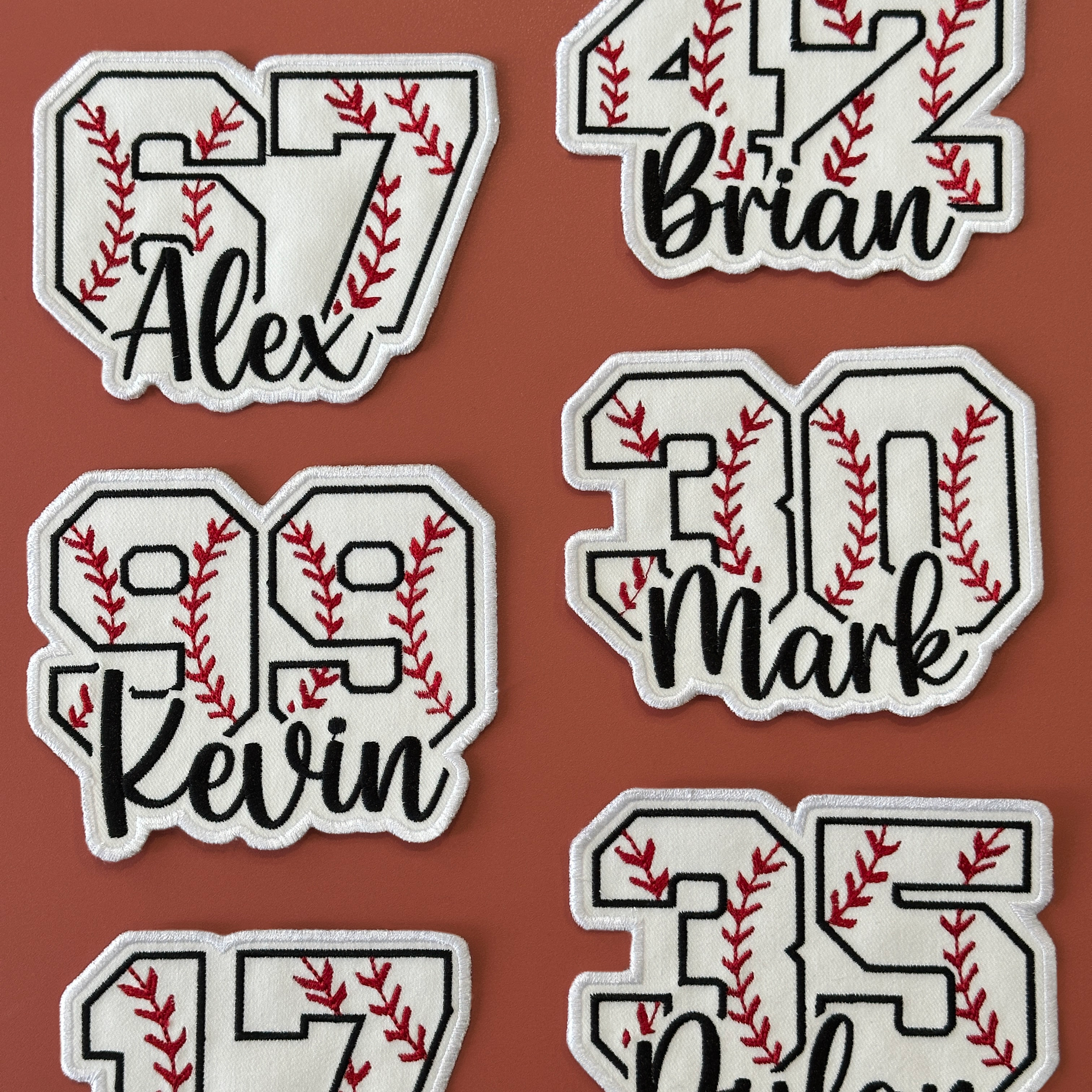 Baseball Number Patch with Custom Name – Personalized Embroidered Sports Patch