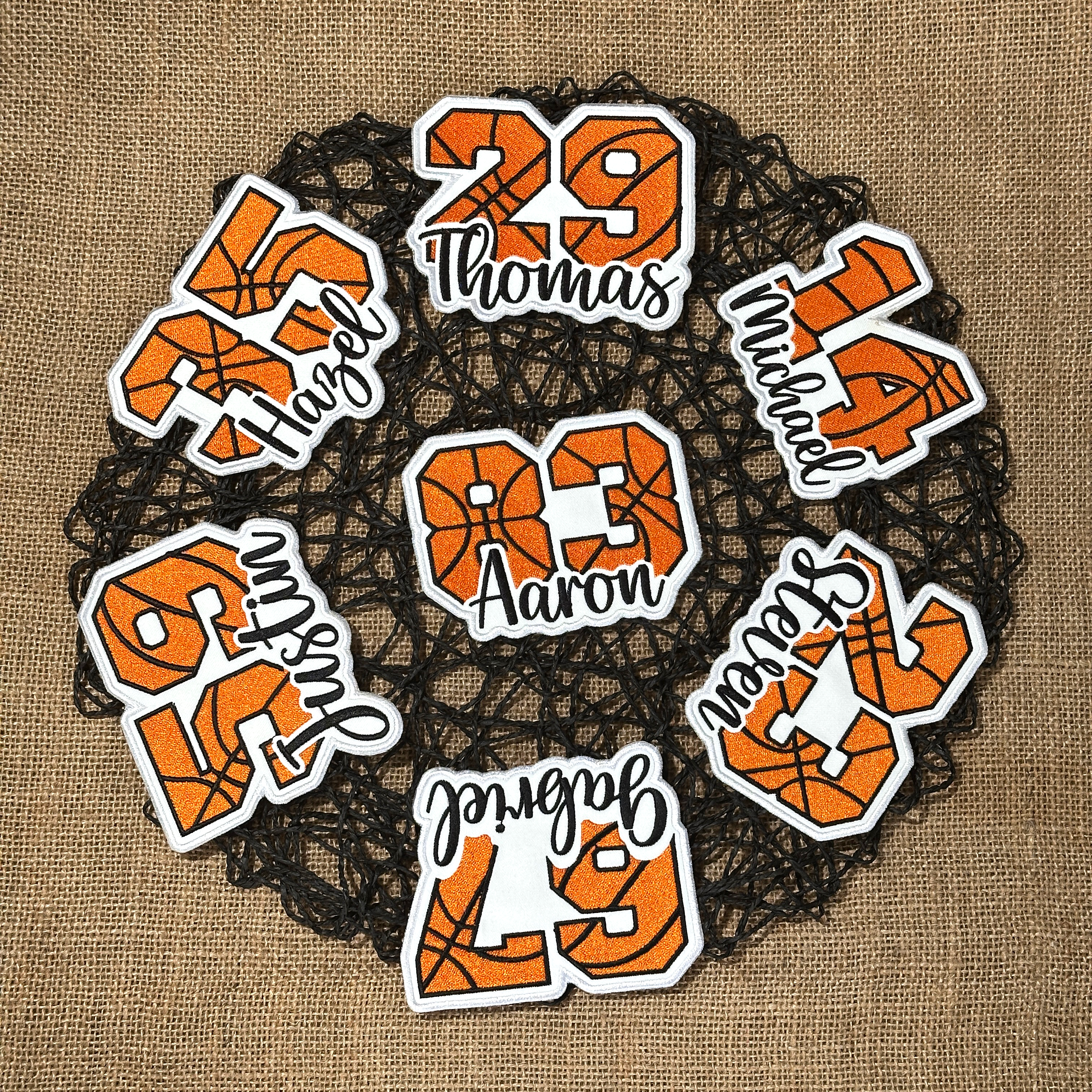 Basketball Number Patch with Custom Name – Personalized Embroidered Player Patch