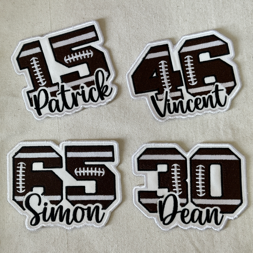 Custom Football Number Patch – Personalized Name Embroidered Team Design