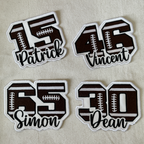Custom Football Number Patch – Personalized Name Embroidered Team Design
