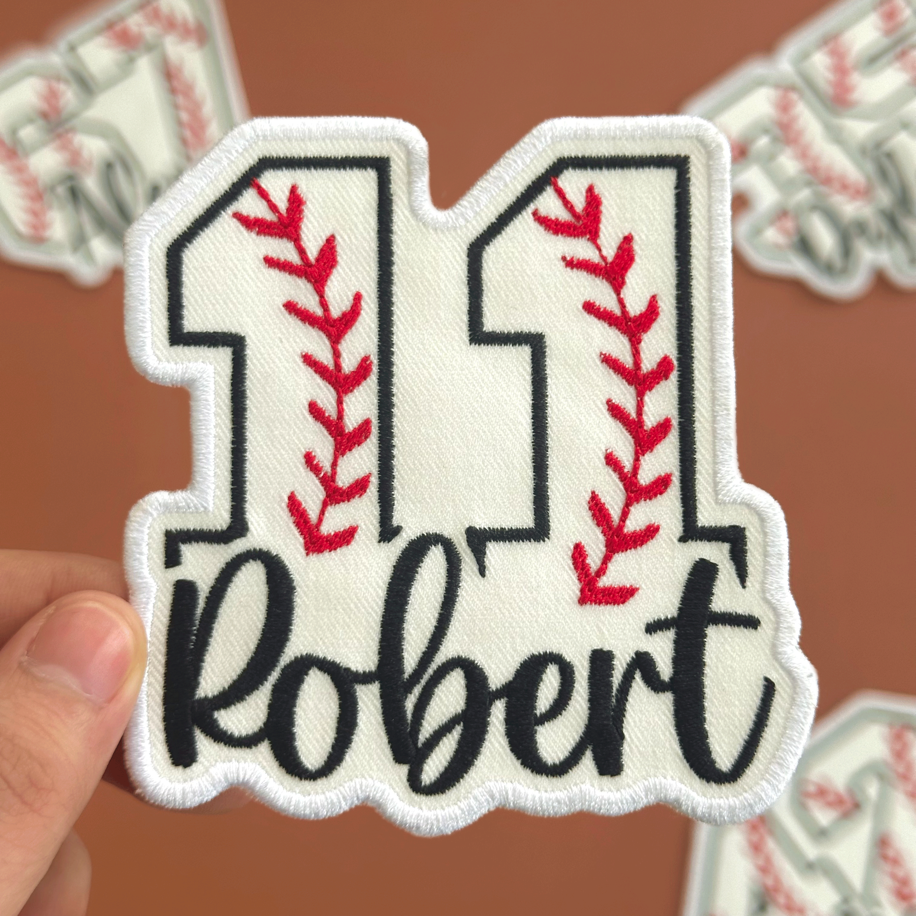 Baseball Number Patch with Custom Name – Personalized Embroidered Sports Patch