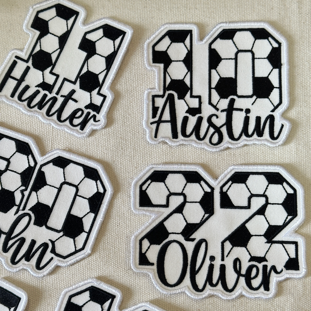 Custom Name & Number Soccer Patch – Personalized Embroidered Sports Patch