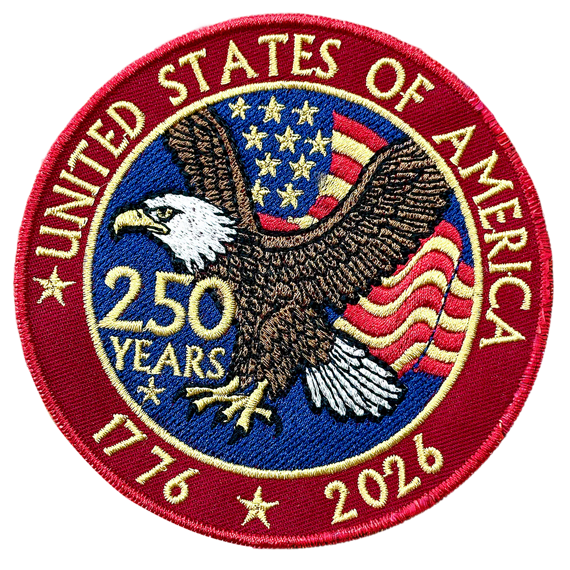 United States 250th Anniversary Eagle Patch – 1776–2026 Full Embroidered Patriotic Design