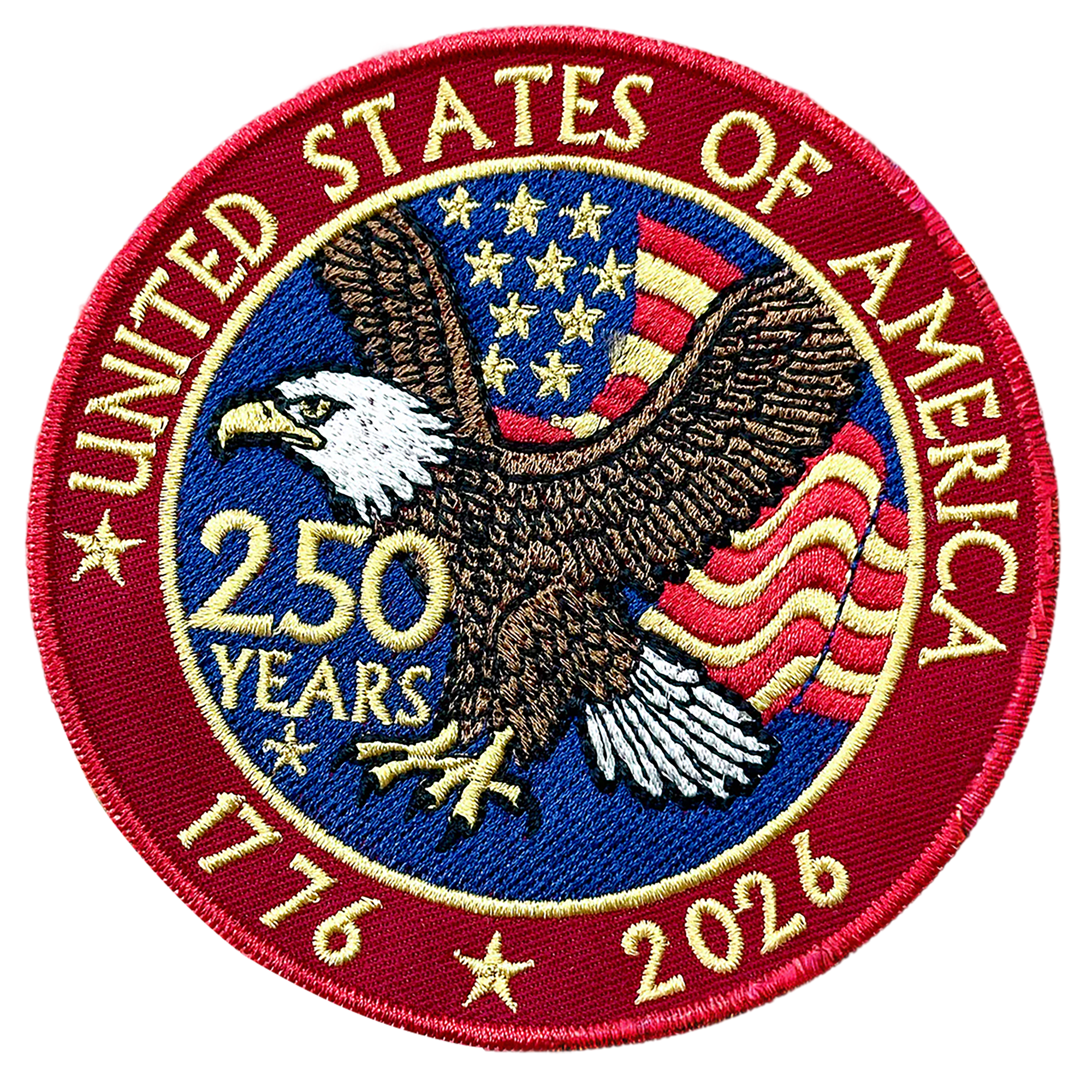 United States 250th Anniversary Eagle Patch – 1776–2026 Full Embroidered Patriotic Design