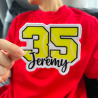 Tennis Number Patch with Custom Name – Personalized Embroidered Sports Patch