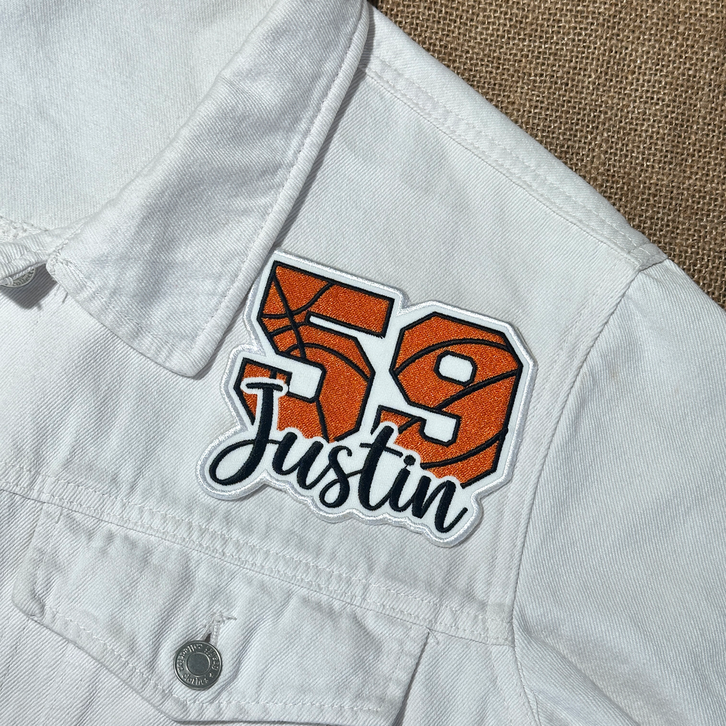 Basketball Number Patch with Custom Name – Personalized Embroidered Player Patch