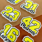 Tennis Number Patch with Custom Name – Personalized Embroidered Sports Patch