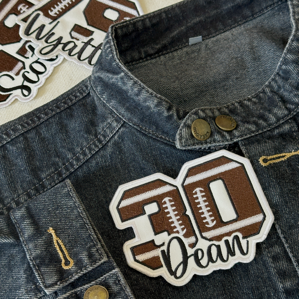 Custom Football Number Patch – Personalized Name Embroidered Team Design