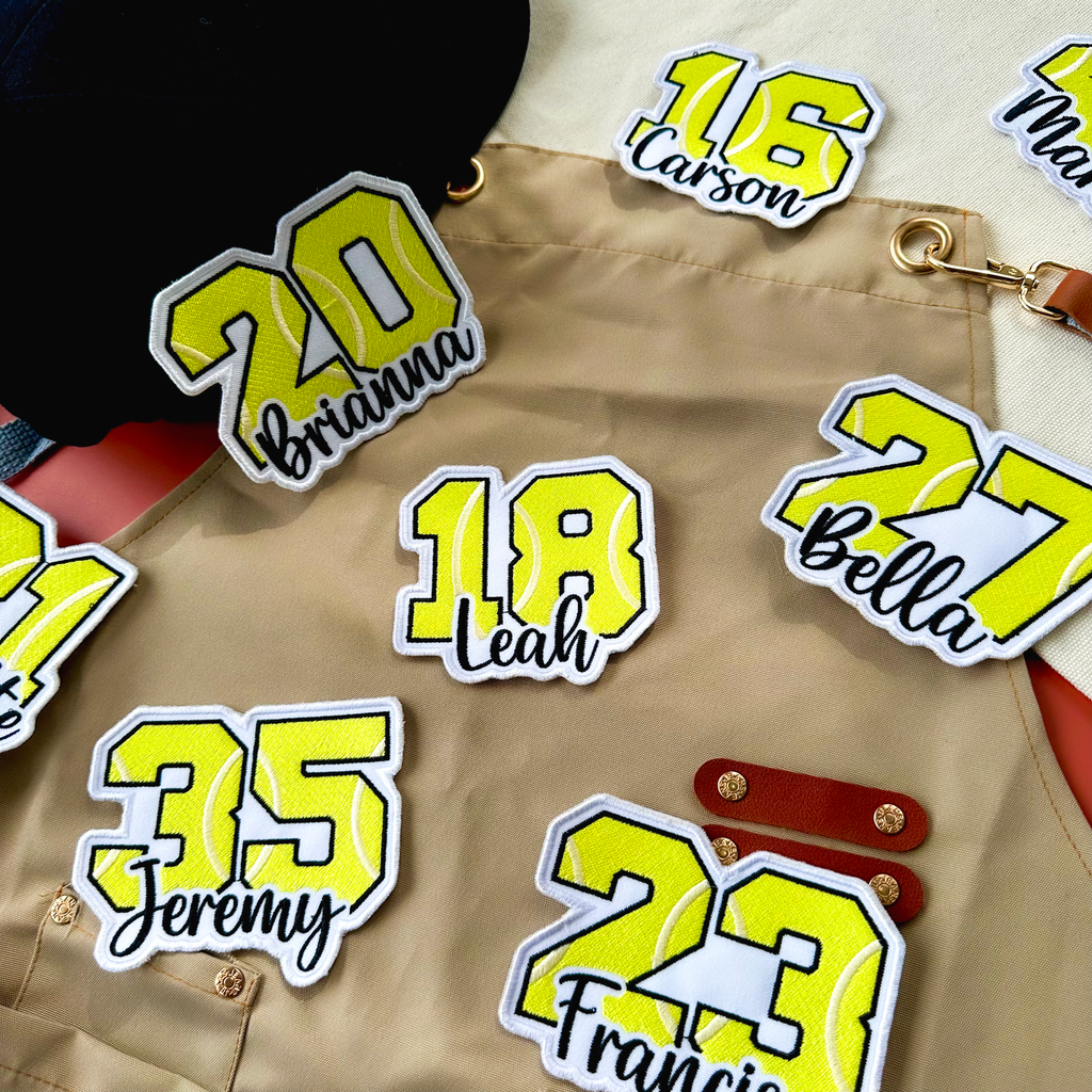 Tennis Number Patch with Custom Name – Personalized Embroidered Sports Patch