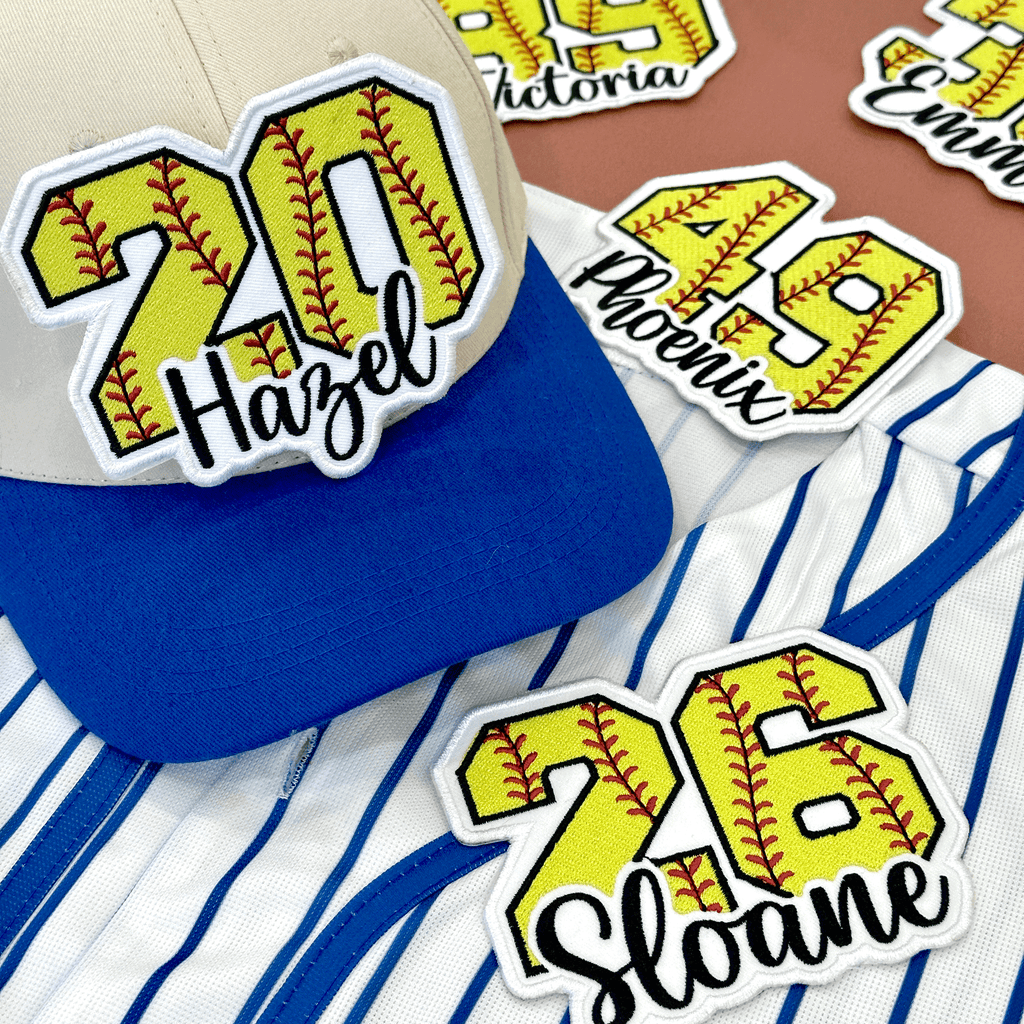 Softball Number Patch with Custom Name – Personalized Embroidered Sports Patch