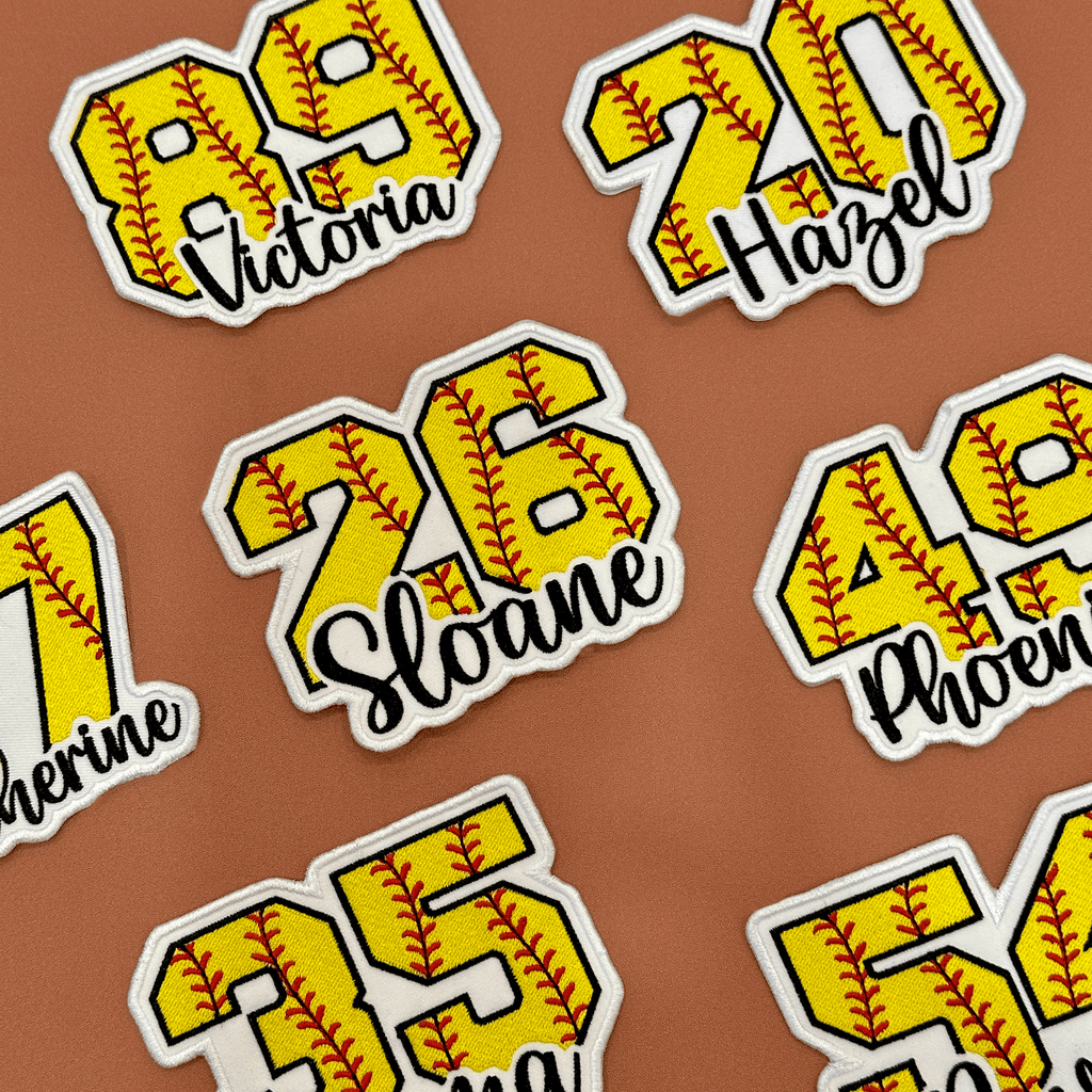 Softball Number Patch with Custom Name – Personalized Embroidered Sports Patch