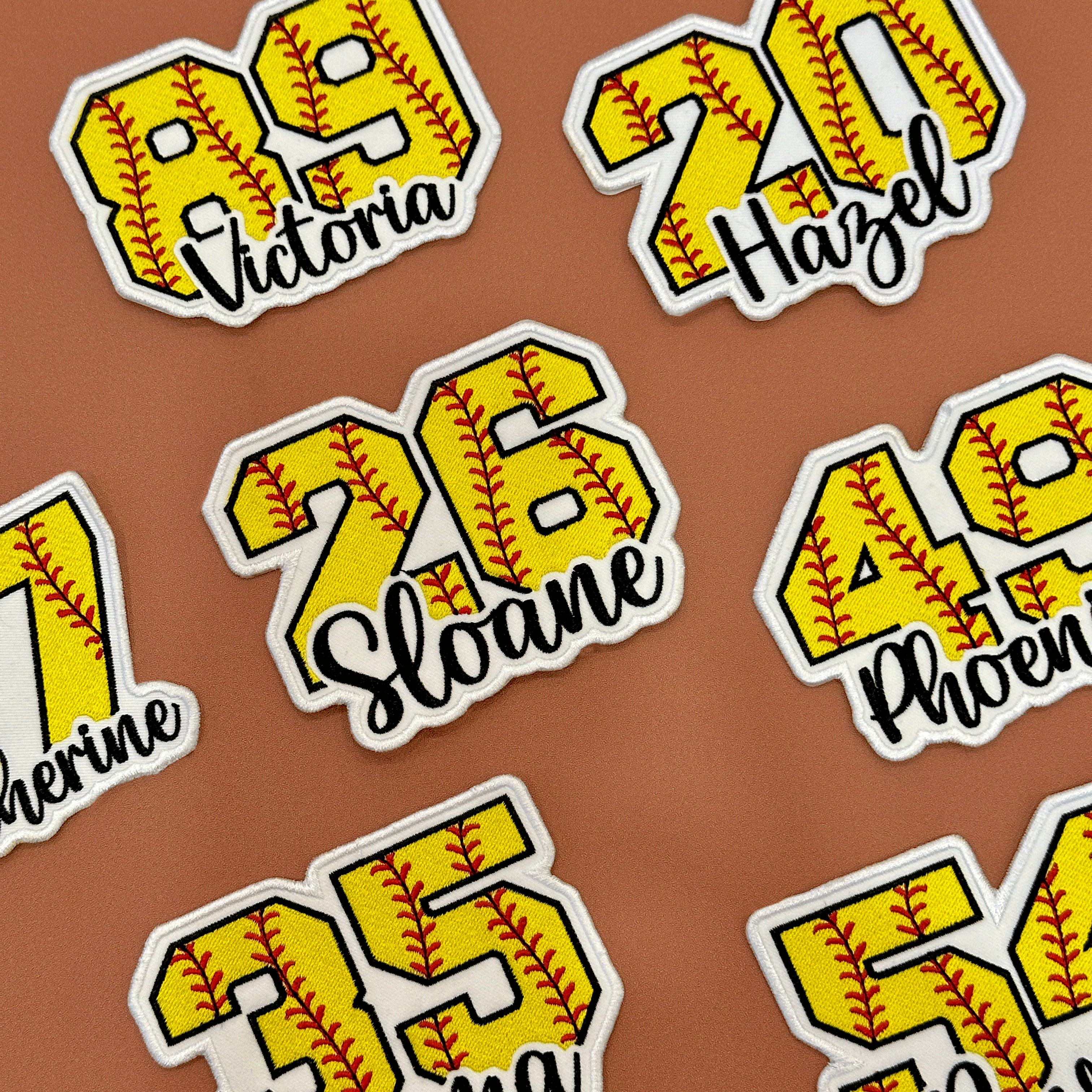Softball Number Patch with Custom Name – Personalized Embroidered Sports Patch
