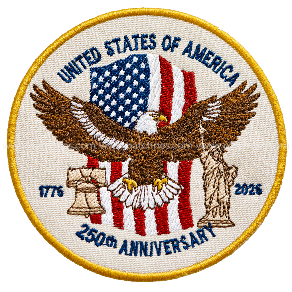 250th Anniversary USA Eagle Patch – American Flag, Liberty Bell & Statue of Liberty Embroidered Design