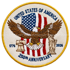250th Anniversary USA Eagle Patch – American Flag, Liberty Bell & Statue of Liberty Embroidered Design