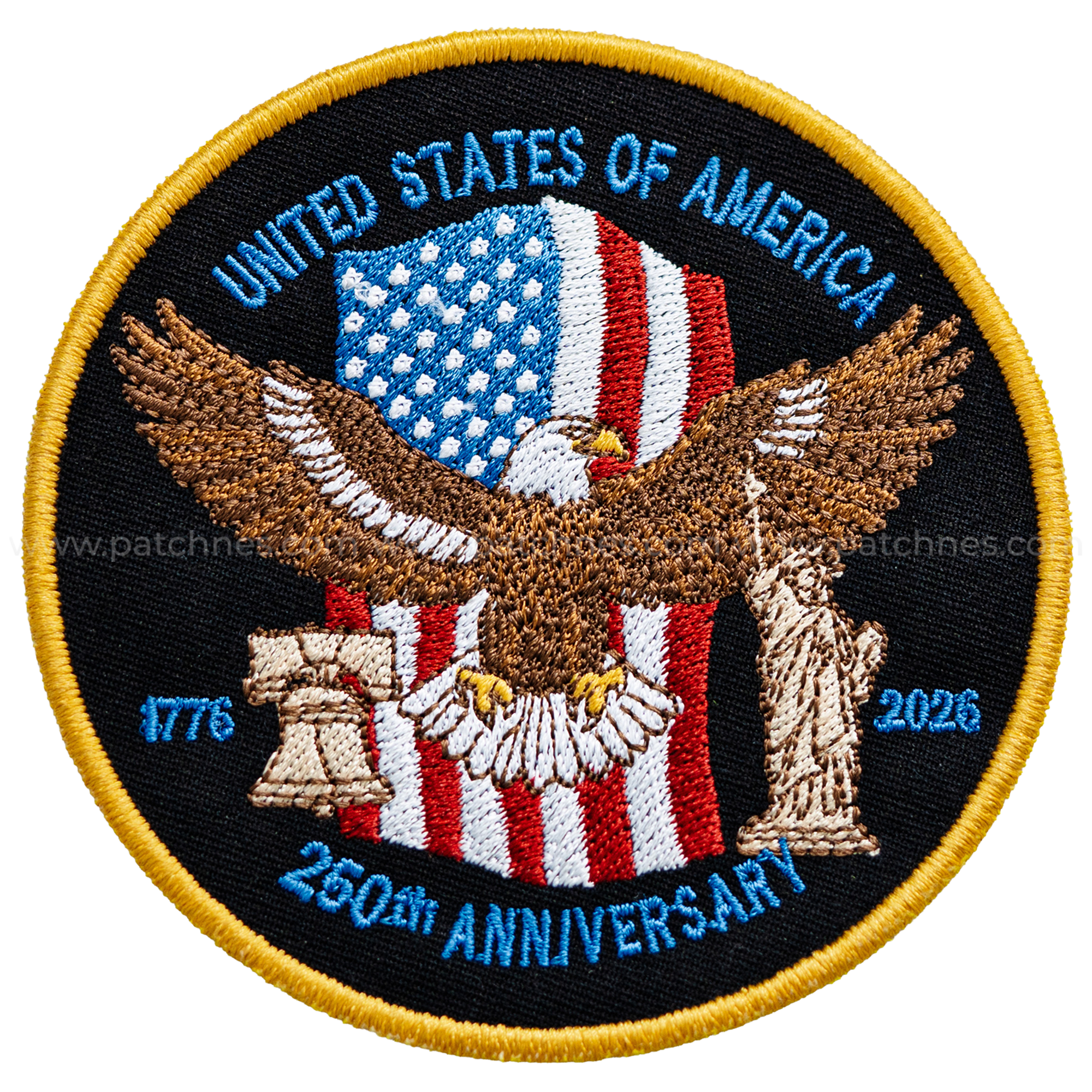 USA 250th Anniversary Patch – American Eagle & Liberty Design Full Embroidered 1776–2026 Emblem