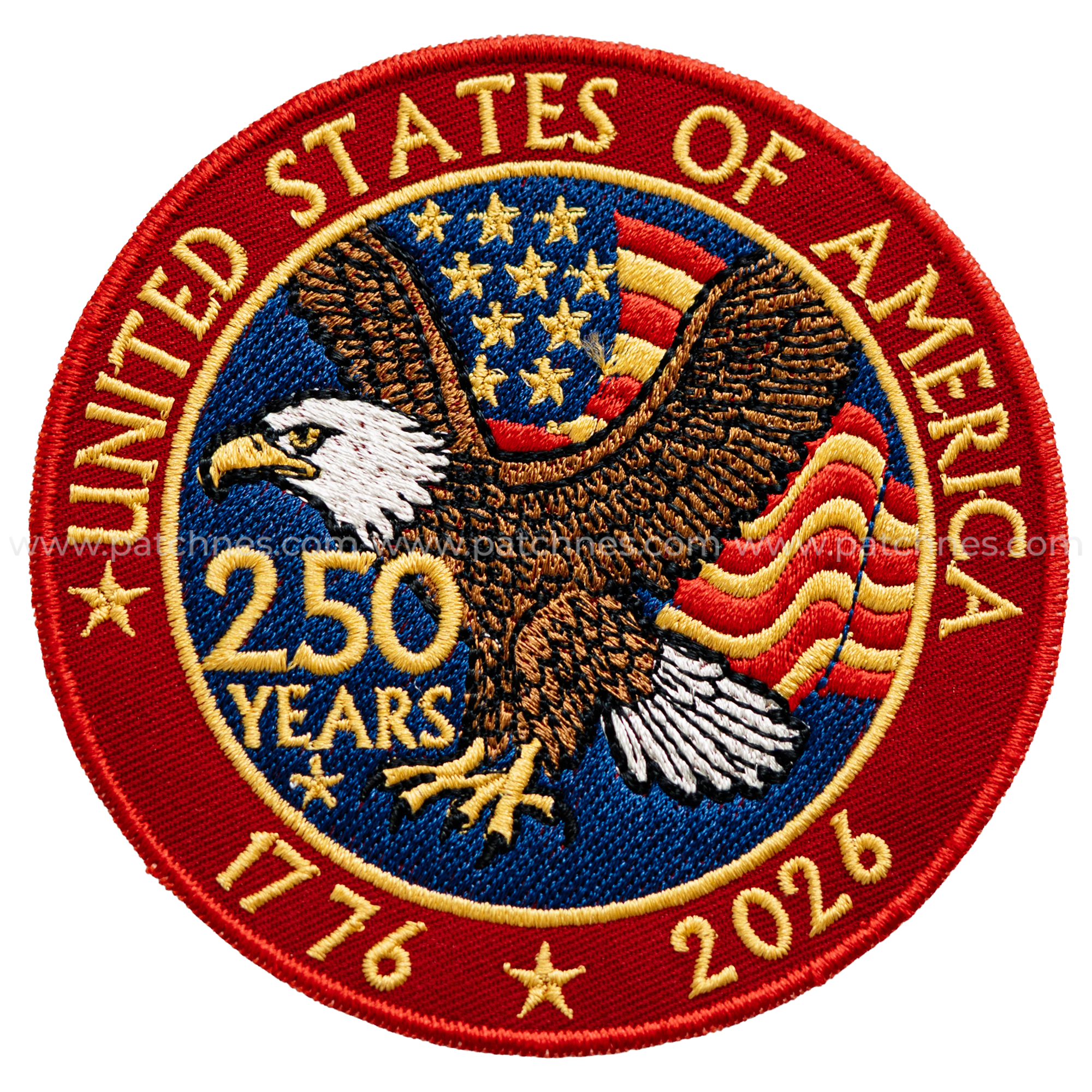 United States 250th Anniversary Eagle Patch – 1776–2026 Full Embroidered Patriotic Design