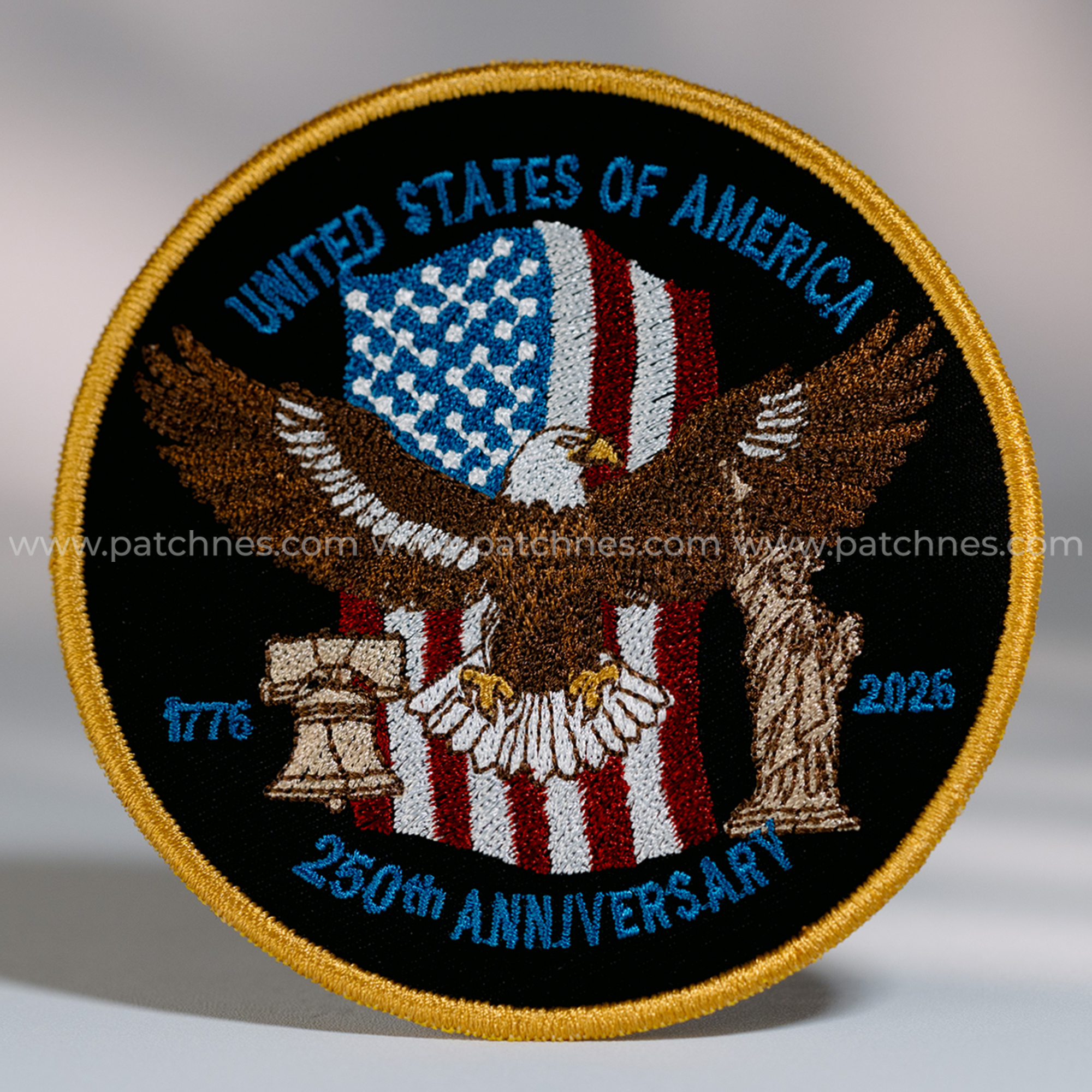 USA 250th Anniversary Patch – American Eagle & Liberty Design Full Embroidered 1776–2026 Emblem