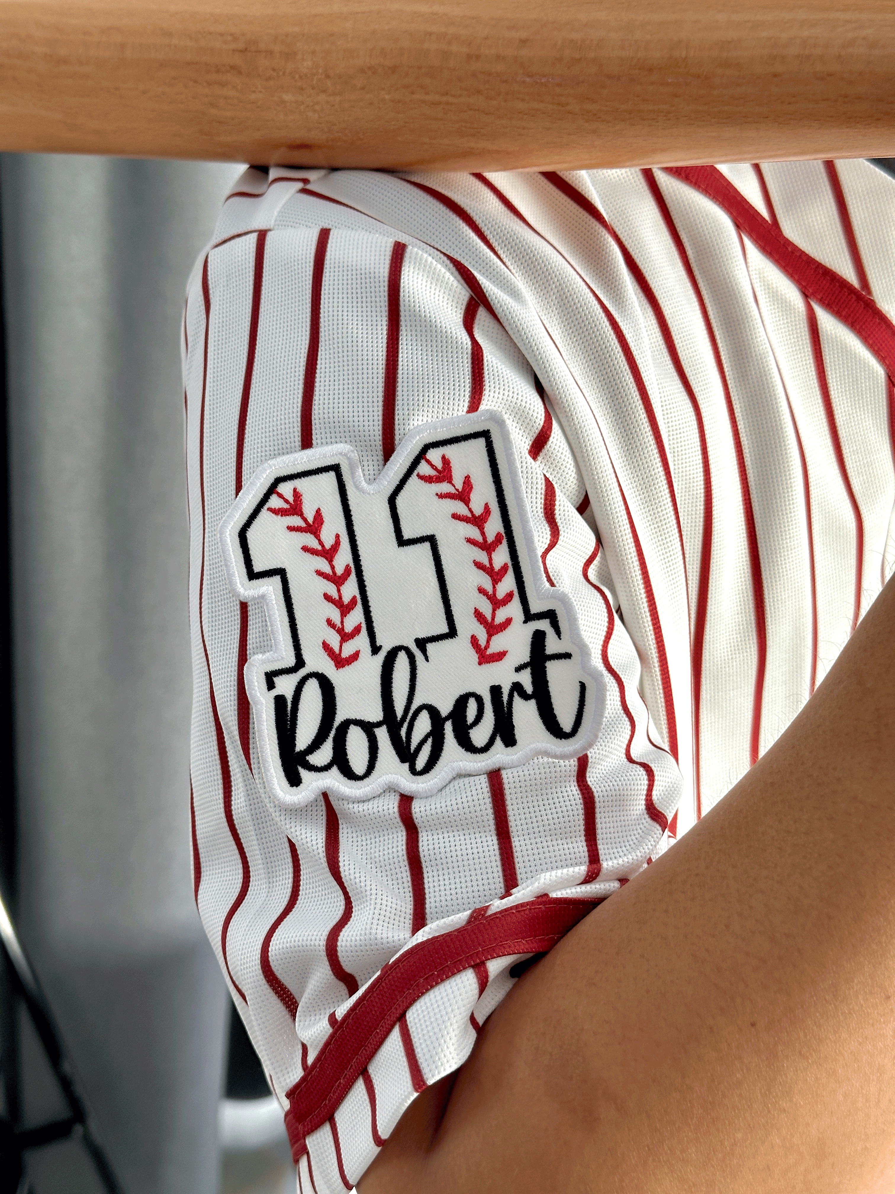 Baseball Number Patch with Custom Name – Personalized Embroidered Sports Patch