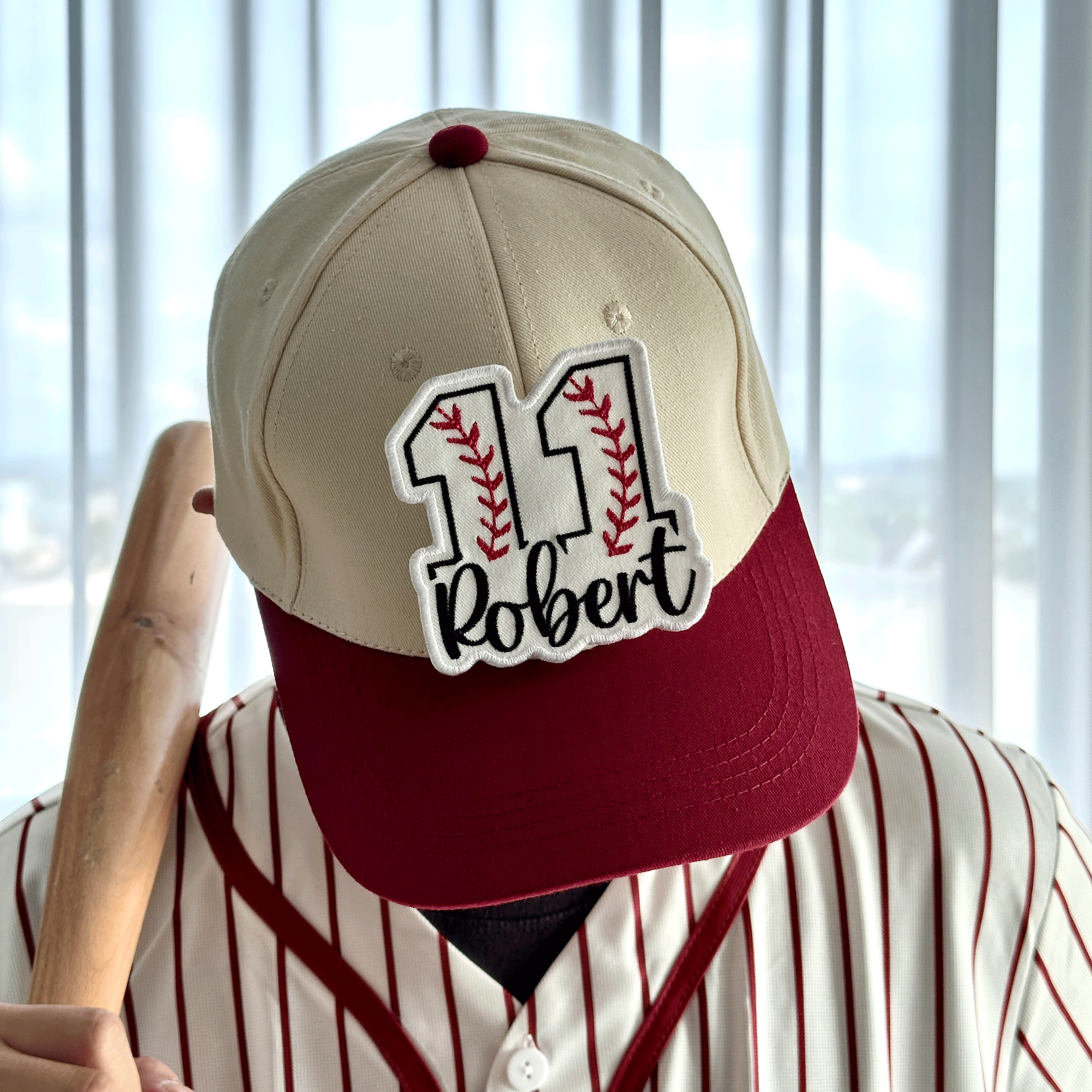 Baseball Number Patch with Custom Name – Personalized Embroidered Sports Patch