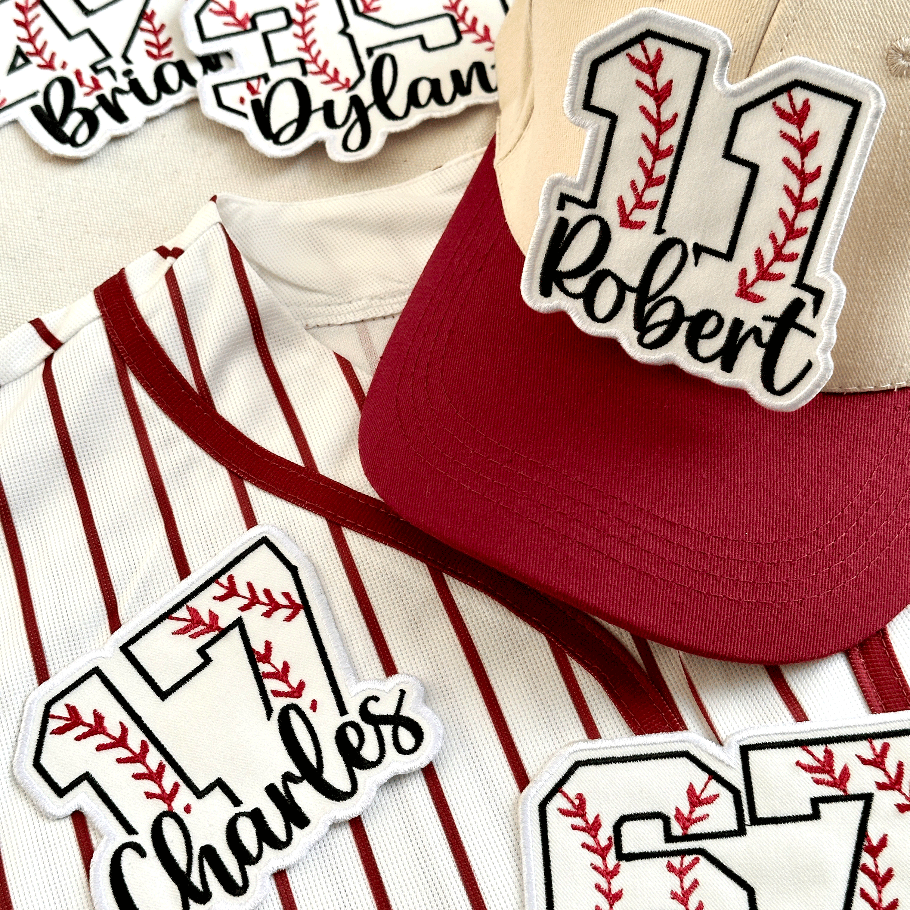 Baseball Number Patch with Custom Name – Personalized Embroidered Sports Patch