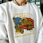 USA 250 Years Embroidered Patriotic Sweatshirt