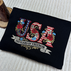Embroidered USA 250th Anniversary Patriotic Sweatshirt