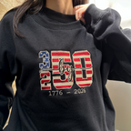 USA 250th Freedom Patriotic Embroidered Sweatshirt