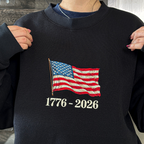 Retro USA 250 Flag Embroidered Sweatshirt