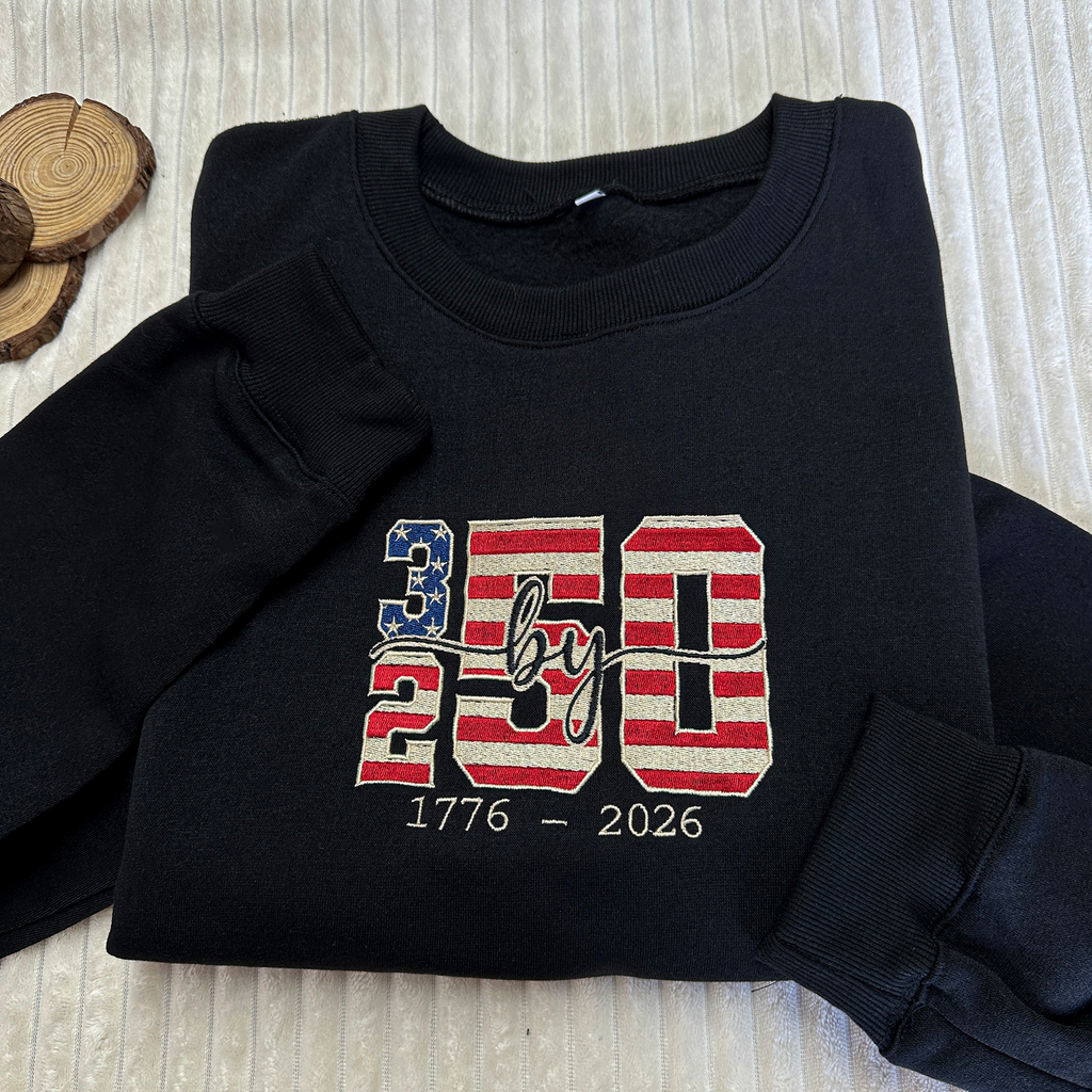 USA 250th Freedom Patriotic Embroidered Sweatshirt