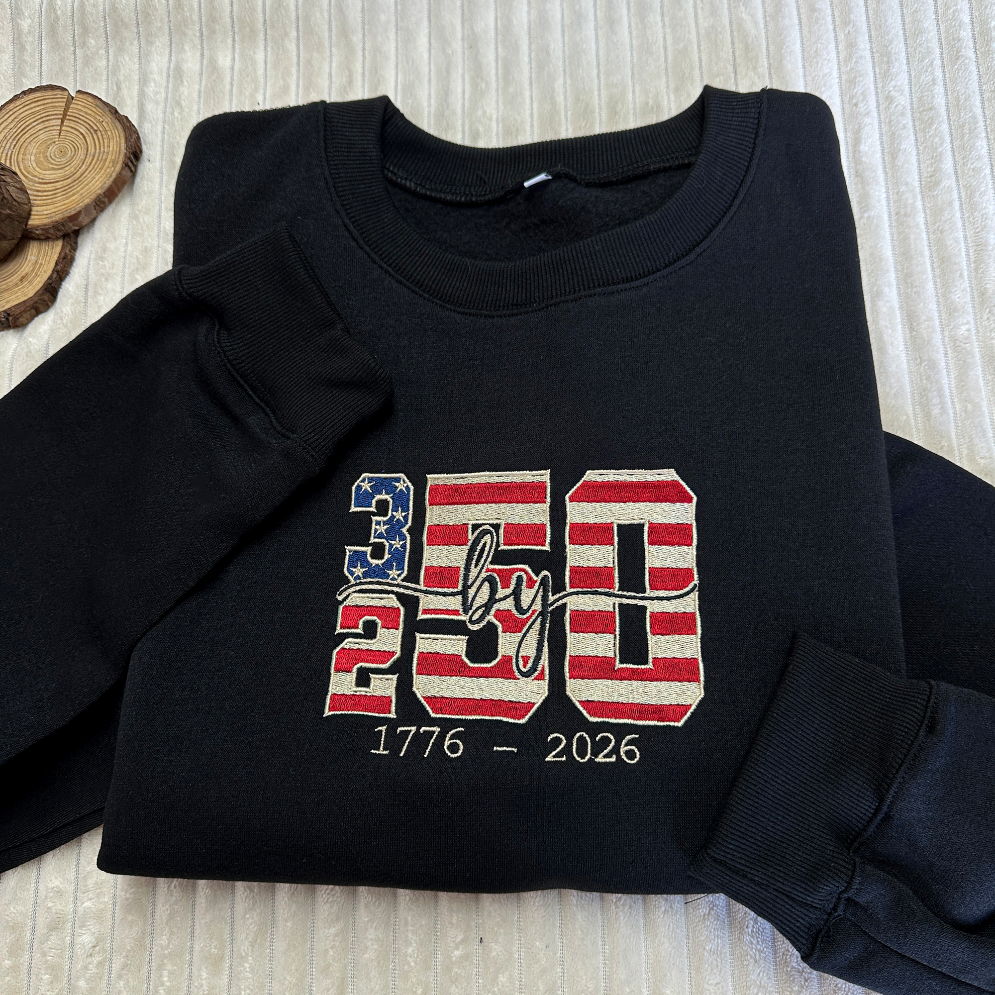 USA 250th Freedom Patriotic Embroidered Sweatshirt