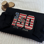 USA 250th Freedom Patriotic Embroidered Sweatshirt