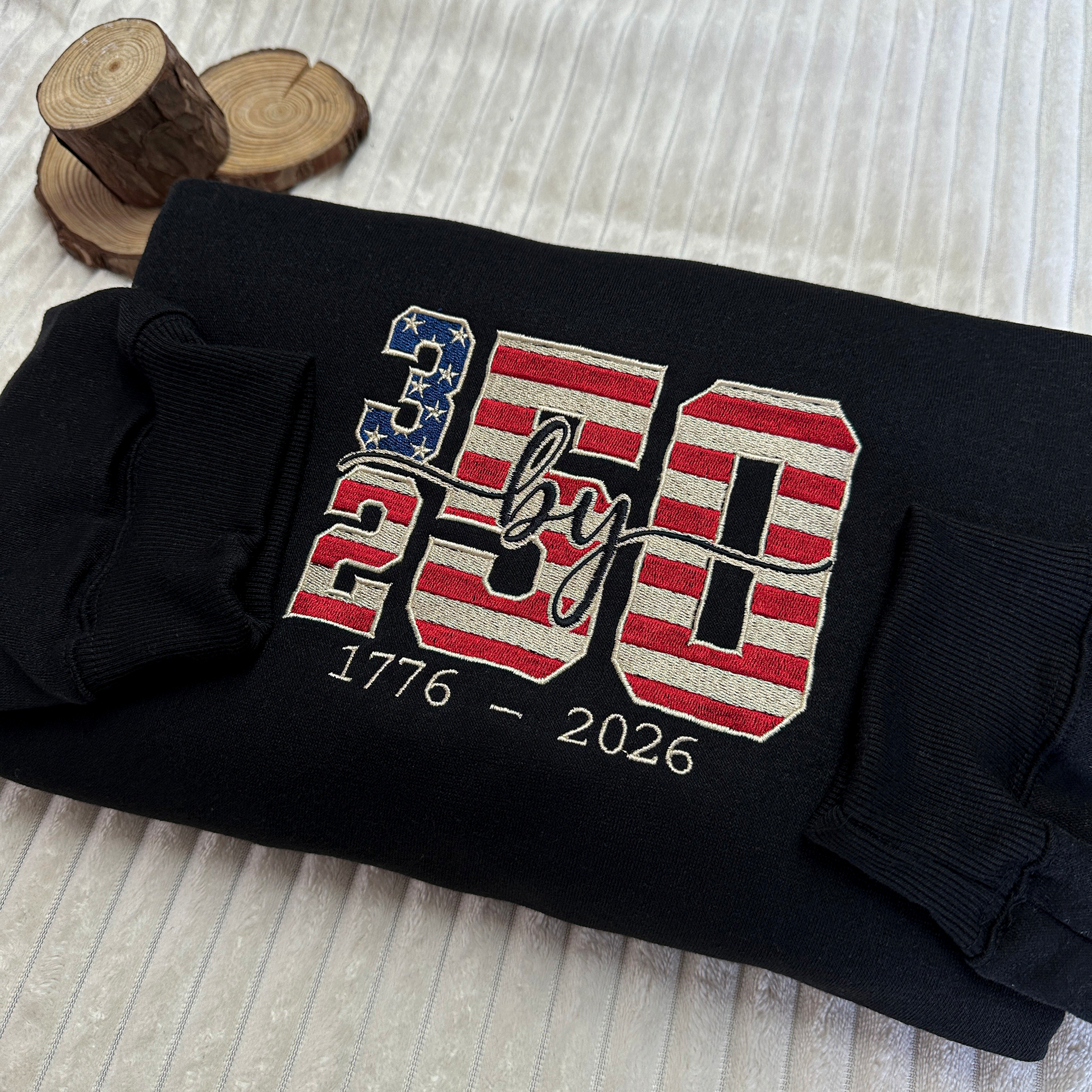 USA 250th Freedom Patriotic Embroidered Sweatshirt